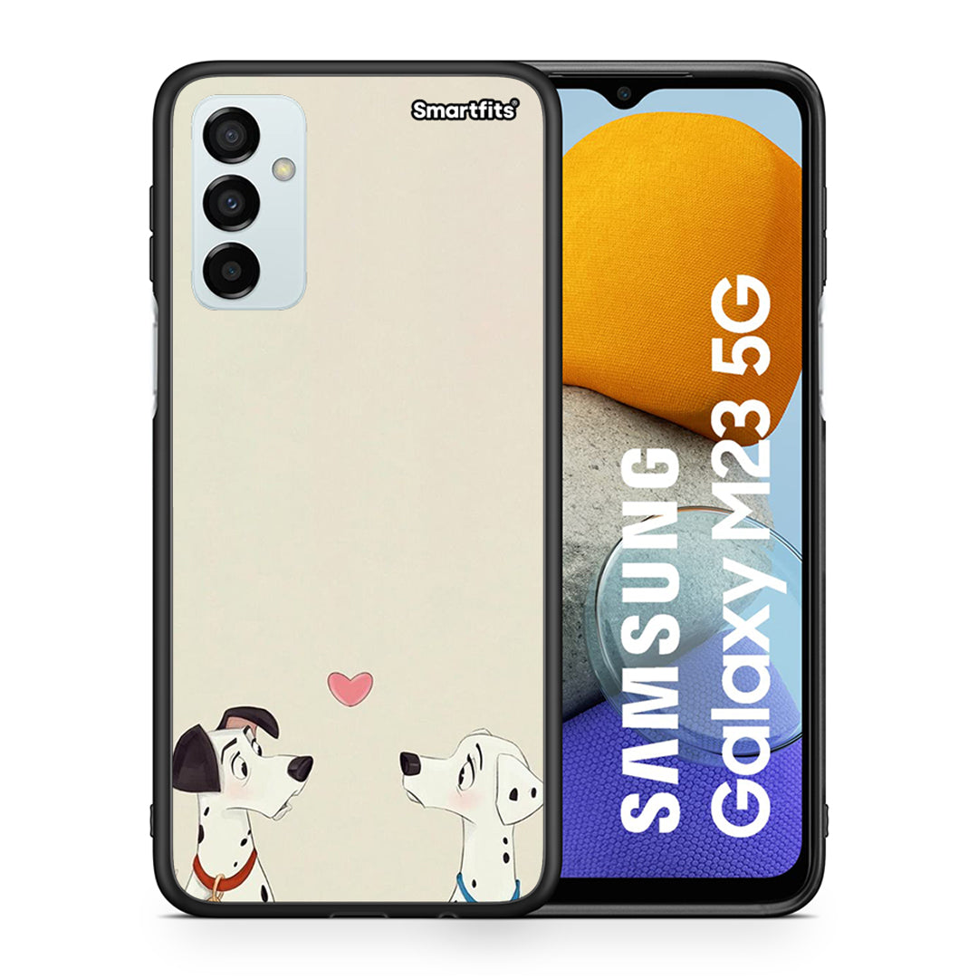 Θήκη Samsung M23 Dalmatians Love από τη Smartfits με σχέδιο στο πίσω μέρος και μαύρο περίβλημα | Samsung M23 Dalmatians Love case with colorful back and black bezels