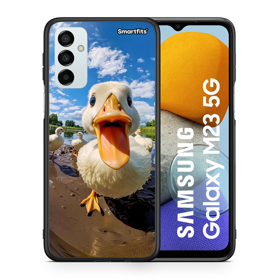 Θήκη Samsung M23 Duck Face από τη Smartfits με σχέδιο στο πίσω μέρος και μαύρο περίβλημα | Samsung M23 Duck Face case with colorful back and black bezels
