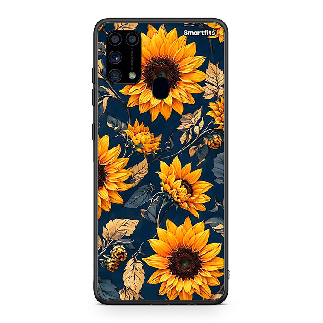 Samsung M31 Autumn Sunflowers θήκη από τη Smartfits με σχέδιο στο πίσω μέρος και μαύρο περίβλημα | Smartphone case with colorful back and black bezels by Smartfits