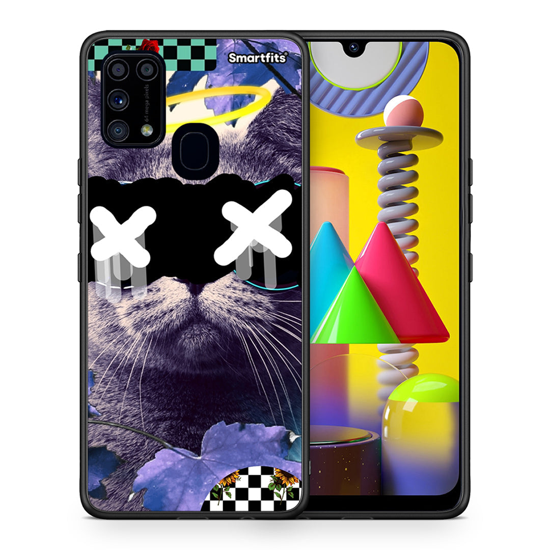 Θήκη Samsung M31 Cat Collage από τη Smartfits με σχέδιο στο πίσω μέρος και μαύρο περίβλημα | Samsung M31 Cat Collage case with colorful back and black bezels