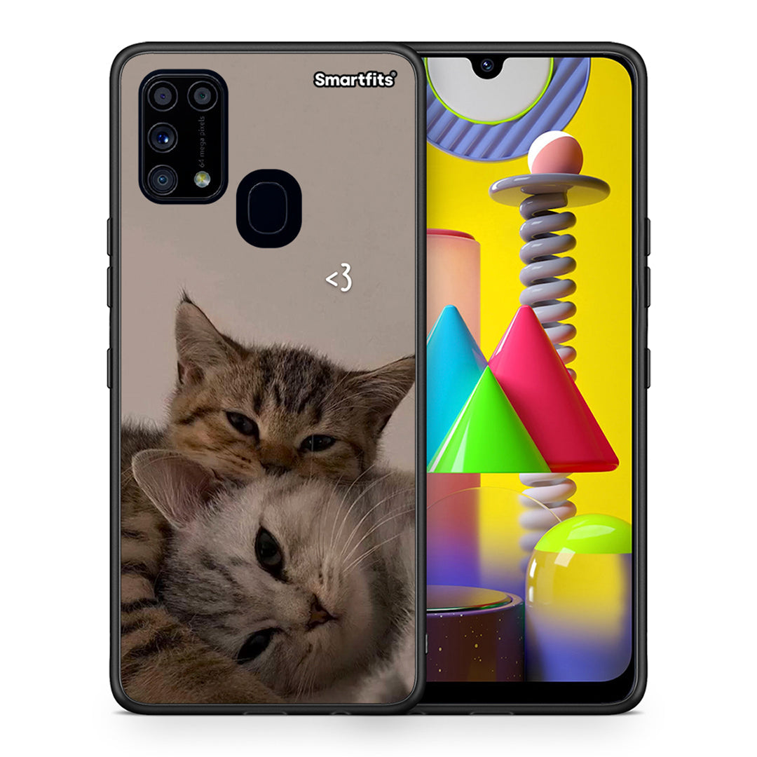 Θήκη Samsung M31 Cats In Love από τη Smartfits με σχέδιο στο πίσω μέρος και μαύρο περίβλημα | Samsung M31 Cats In Love case with colorful back and black bezels