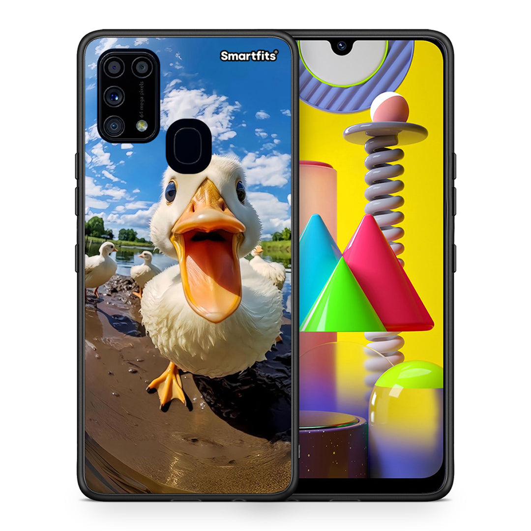 Θήκη Samsung M31 Duck Face από τη Smartfits με σχέδιο στο πίσω μέρος και μαύρο περίβλημα | Samsung M31 Duck Face case with colorful back and black bezels