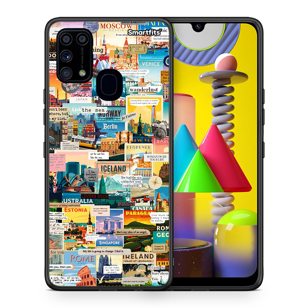 Θήκη Samsung M31 Live To Travel από τη Smartfits με σχέδιο στο πίσω μέρος και μαύρο περίβλημα | Samsung M31 Live To Travel case with colorful back and black bezels