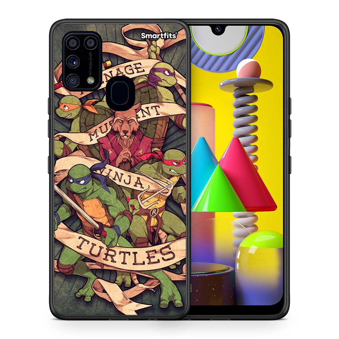 Θήκη Samsung M31 Ninja Turtles από τη Smartfits με σχέδιο στο πίσω μέρος και μαύρο περίβλημα | Samsung M31 Ninja Turtles case with colorful back and black bezels