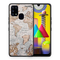 Thumbnail for Θήκη Samsung M31 World Map από τη Smartfits με σχέδιο στο πίσω μέρος και μαύρο περίβλημα | Samsung M31 World Map case with colorful back and black bezels
