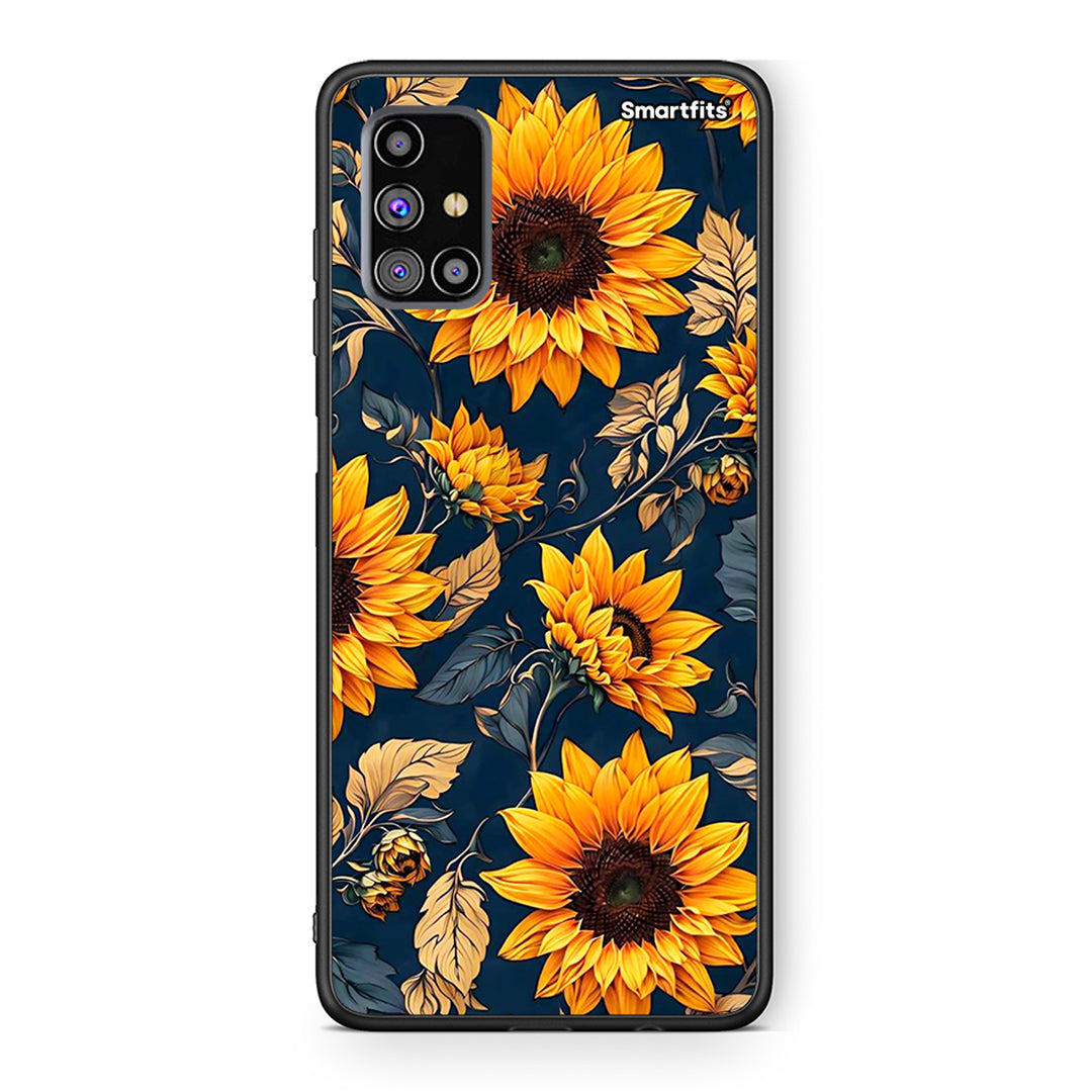 Samsung M31s Autumn Sunflowers Θήκη από τη Smartfits με σχέδιο στο πίσω μέρος και μαύρο περίβλημα | Smartphone case with colorful back and black bezels by Smartfits