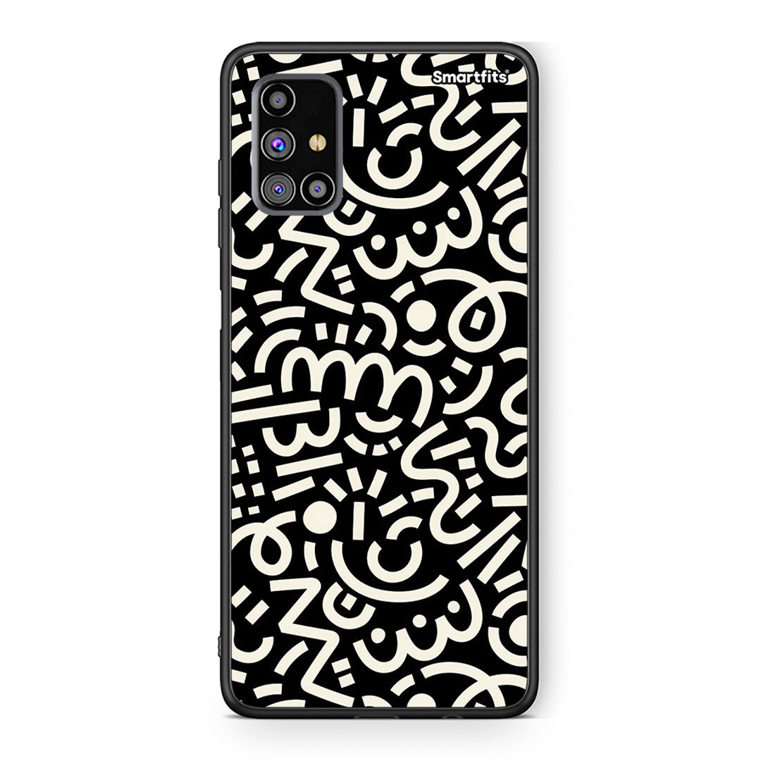 Samsung M31s Doodle Art Θήκη από τη Smartfits με σχέδιο στο πίσω μέρος και μαύρο περίβλημα | Smartphone case with colorful back and black bezels by Smartfits