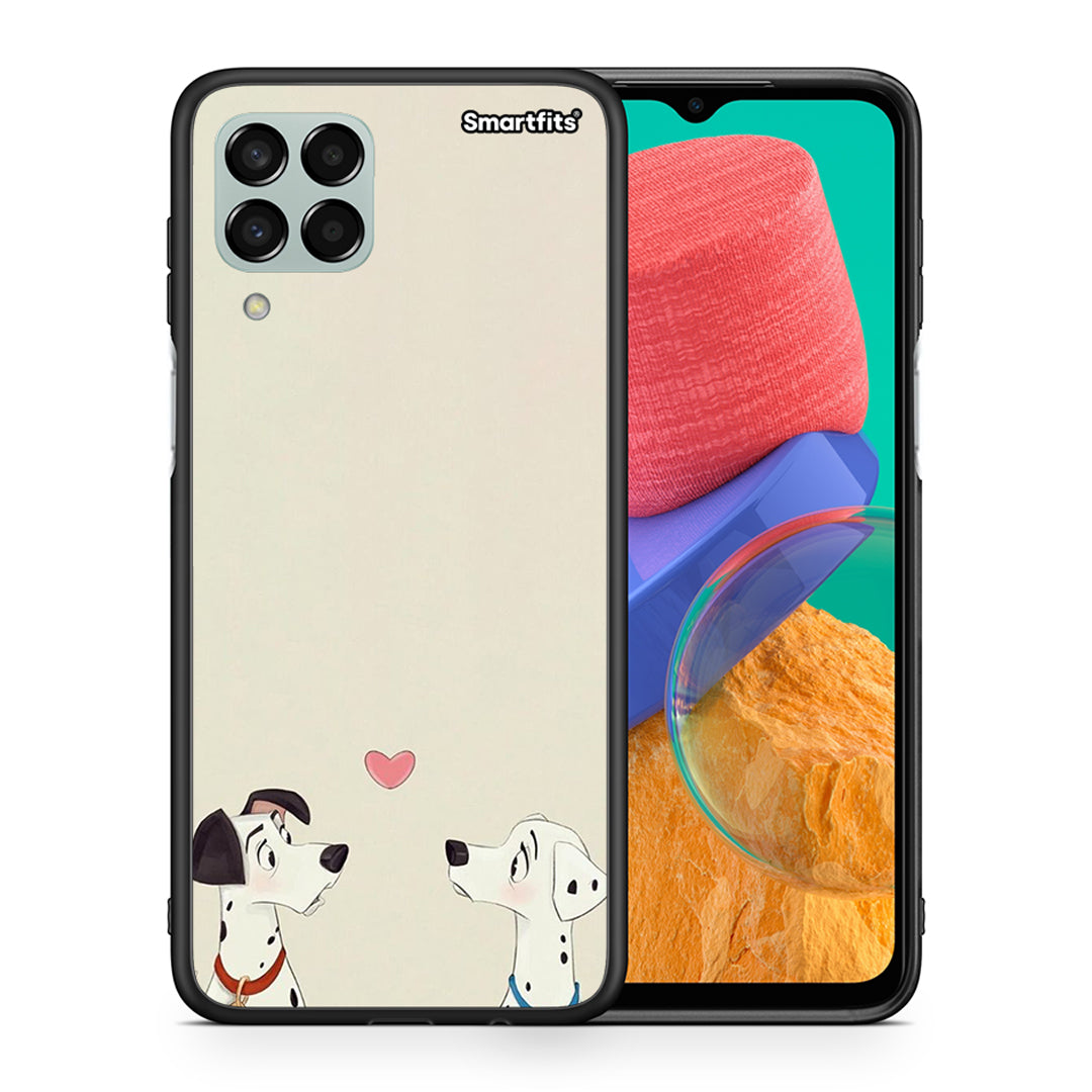 Θήκη Samsung M33 Dalmatians Love από τη Smartfits με σχέδιο στο πίσω μέρος και μαύρο περίβλημα | Samsung M33 Dalmatians Love case with colorful back and black bezels