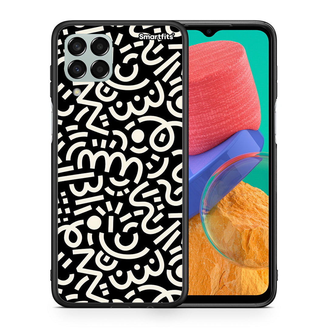 Θήκη Samsung M33 Doodle Art από τη Smartfits με σχέδιο στο πίσω μέρος και μαύρο περίβλημα | Samsung M33 Doodle Art case with colorful back and black bezels