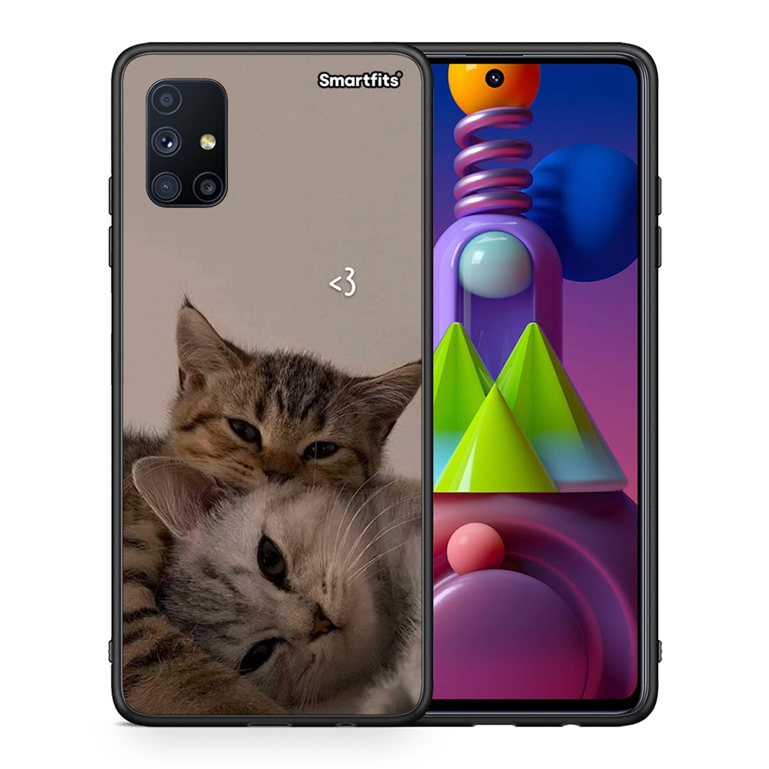 Θήκη Samsung Galaxy M51 Cats In Love από τη Smartfits με σχέδιο στο πίσω μέρος και μαύρο περίβλημα | Samsung Galaxy M51 Cats In Love case with colorful back and black bezels
