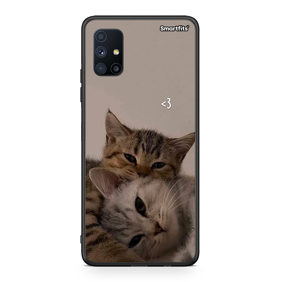 Θήκη Samsung Galaxy M51 Cats In Love από τη Smartfits με σχέδιο στο πίσω μέρος και μαύρο περίβλημα | Samsung Galaxy M51 Cats In Love case with colorful back and black bezels