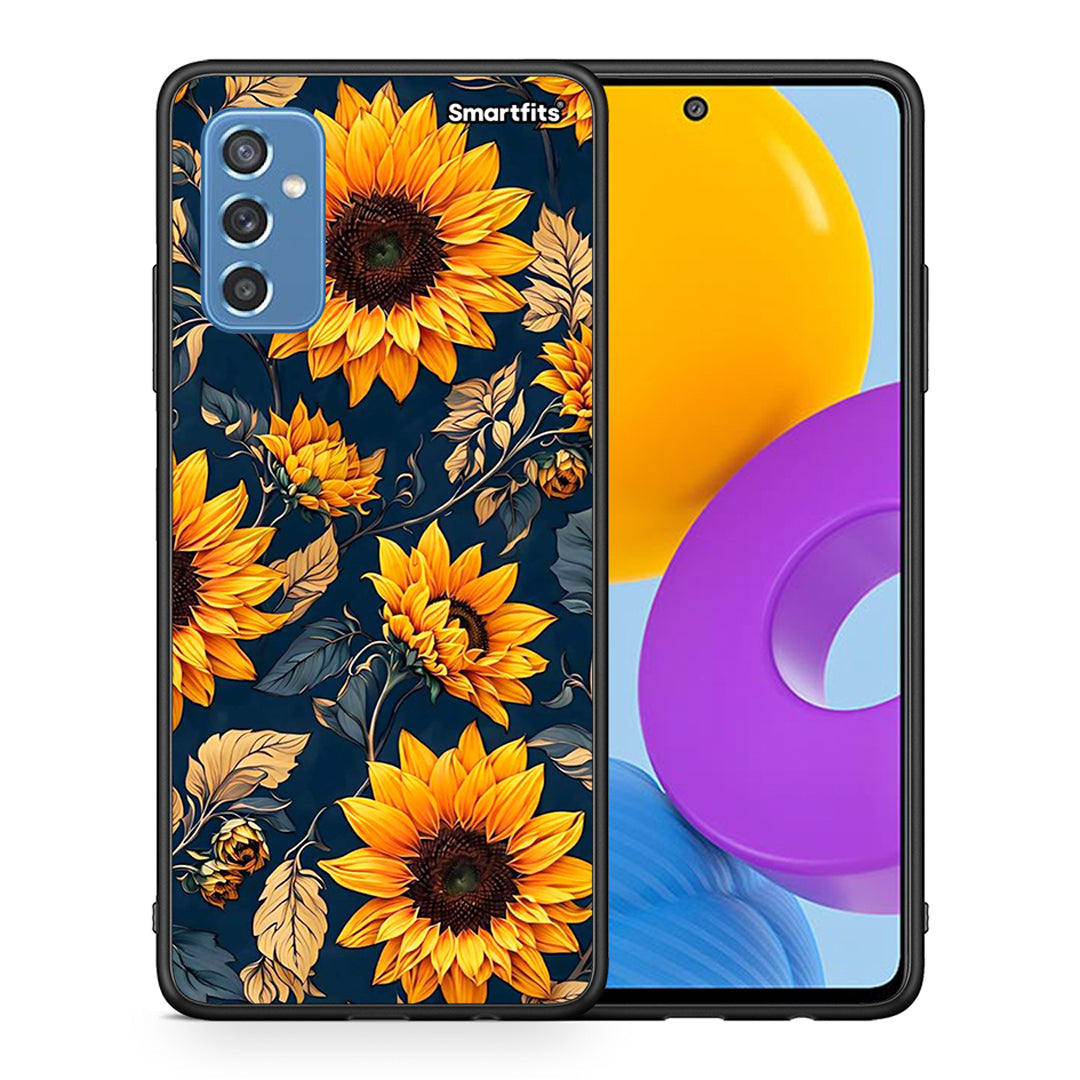 Θήκη Samsung M52 5G Autumn Sunflowers από τη Smartfits με σχέδιο στο πίσω μέρος και μαύρο περίβλημα | Samsung M52 5G Autumn Sunflowers case with colorful back and black bezels