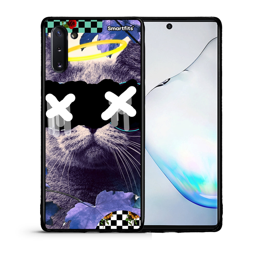 Θήκη Samsung Note 10 Cat Collage από τη Smartfits με σχέδιο στο πίσω μέρος και μαύρο περίβλημα | Samsung Note 10 Cat Collage case with colorful back and black bezels