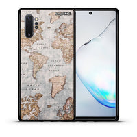 Thumbnail for Θήκη Samsung Note 10+ World Map από τη Smartfits με σχέδιο στο πίσω μέρος και μαύρο περίβλημα | Samsung Note 10+ World Map case with colorful back and black bezels