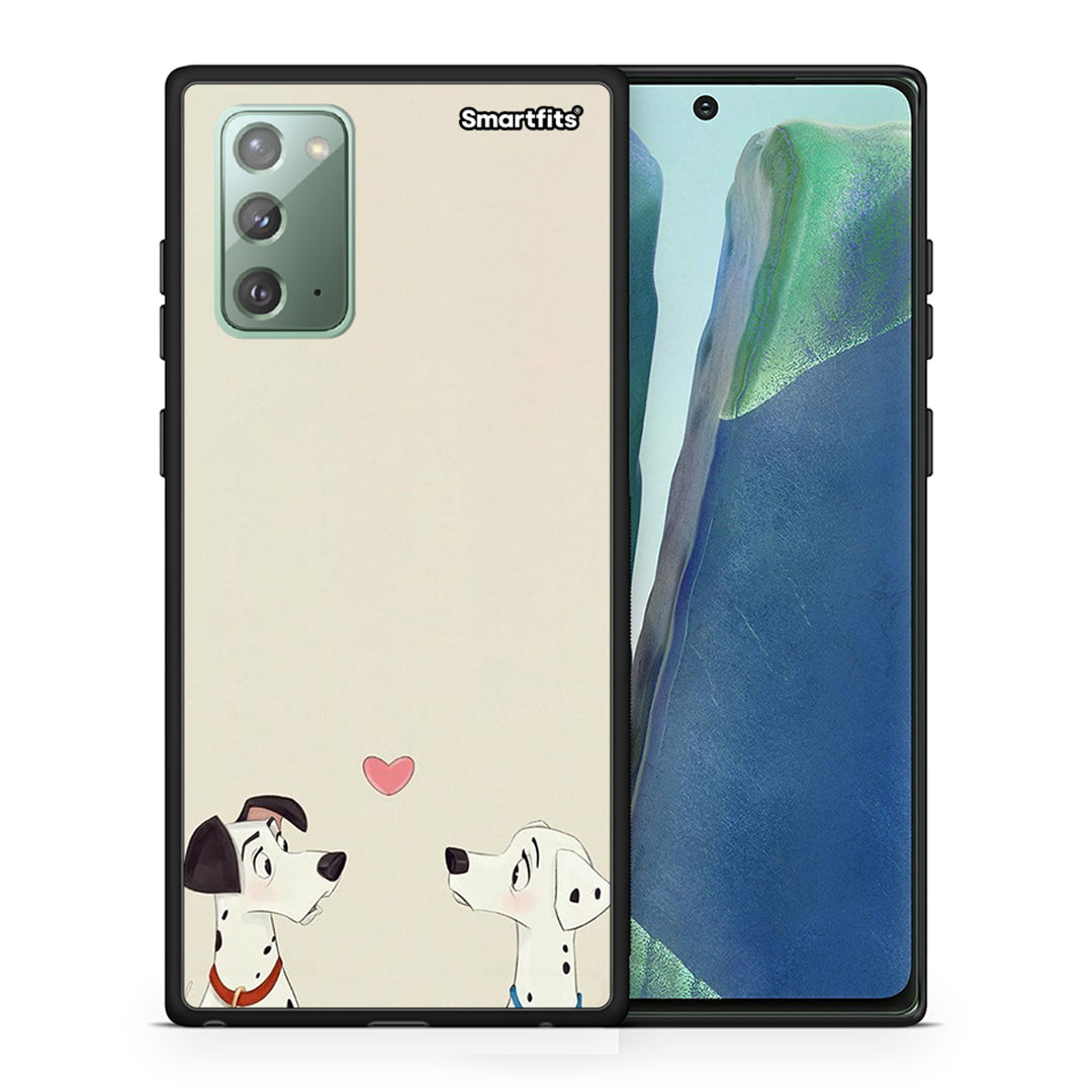 Θήκη Samsung Note 20 Dalmatians Love από τη Smartfits με σχέδιο στο πίσω μέρος και μαύρο περίβλημα | Samsung Note 20 Dalmatians Love case with colorful back and black bezels