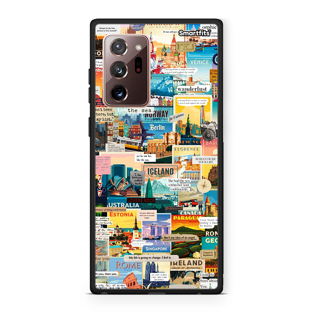 Samsung Note 20 Ultra Live To Travel θήκη από τη Smartfits με σχέδιο στο πίσω μέρος και μαύρο περίβλημα | Smartphone case with colorful back and black bezels by Smartfits