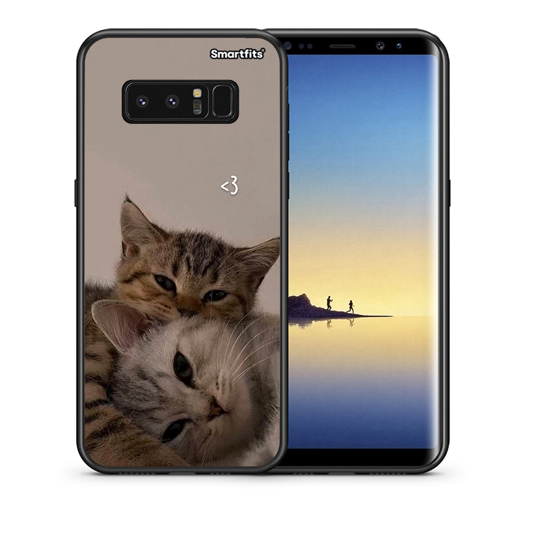 Θήκη Samsung Note 8 Cats In Love από τη Smartfits με σχέδιο στο πίσω μέρος και μαύρο περίβλημα | Samsung Note 8 Cats In Love case with colorful back and black bezels