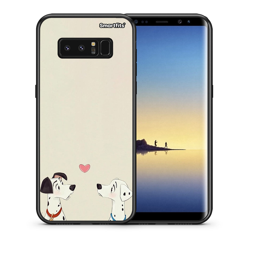 Θήκη Samsung Note 8 Dalmatians Love από τη Smartfits με σχέδιο στο πίσω μέρος και μαύρο περίβλημα | Samsung Note 8 Dalmatians Love case with colorful back and black bezels