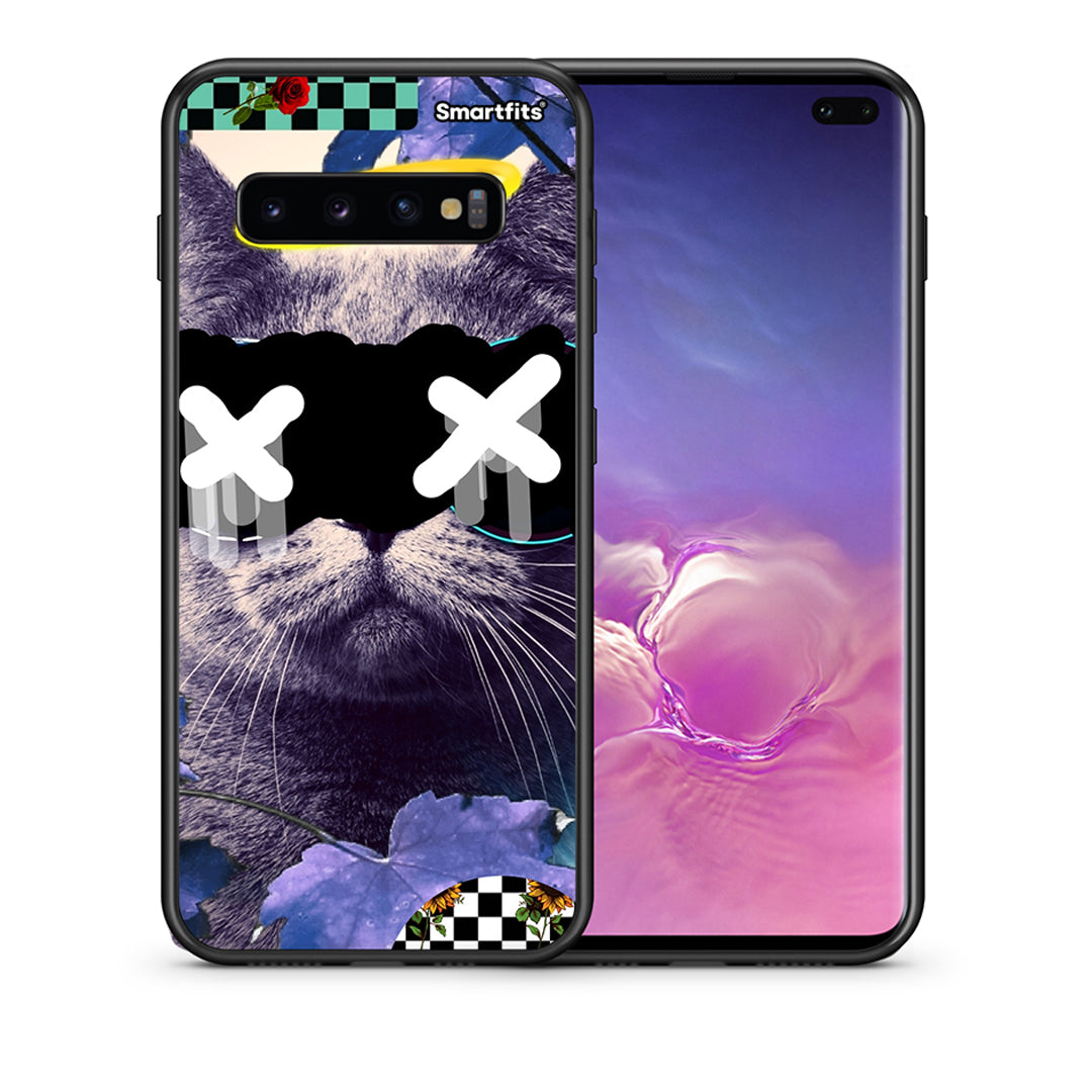 Θήκη Samsung S10+ Cat Collage από τη Smartfits με σχέδιο στο πίσω μέρος και μαύρο περίβλημα | Samsung S10+ Cat Collage case with colorful back and black bezels