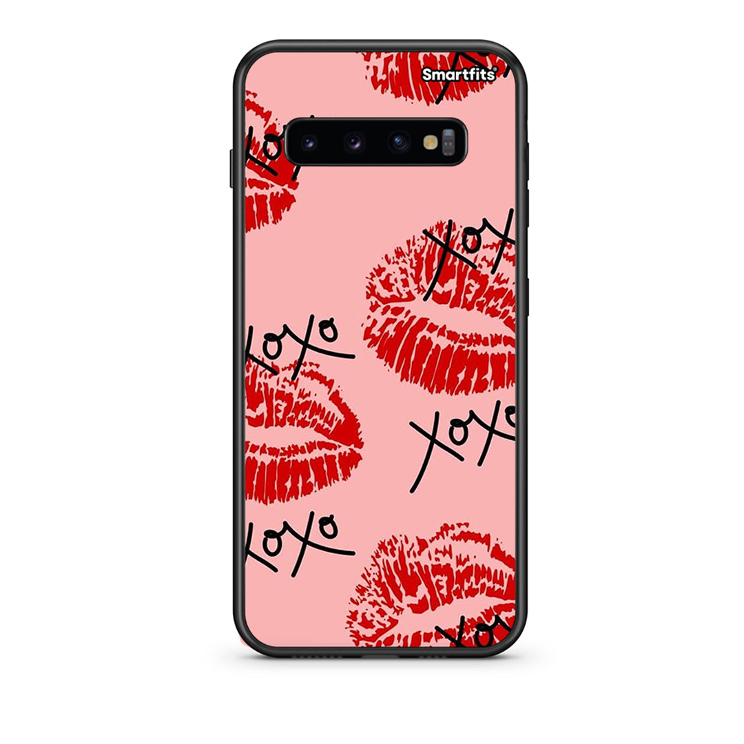 samsung s10 XOXO Lips θήκη από τη Smartfits με σχέδιο στο πίσω μέρος και μαύρο περίβλημα | Smartphone case with colorful back and black bezels by Smartfits