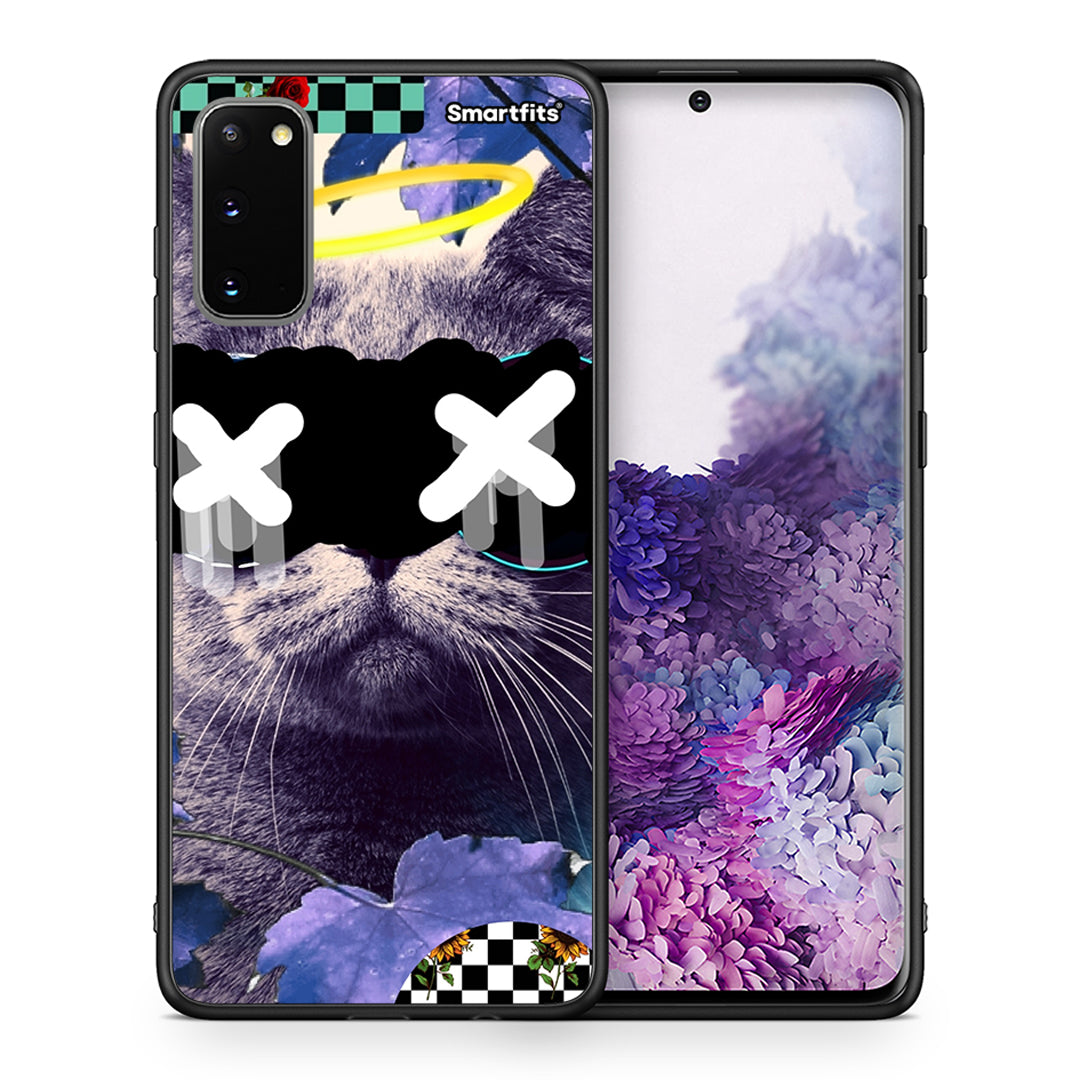 Θήκη Samsung S20 Cat Collage από τη Smartfits με σχέδιο στο πίσω μέρος και μαύρο περίβλημα | Samsung S20 Cat Collage case with colorful back and black bezels