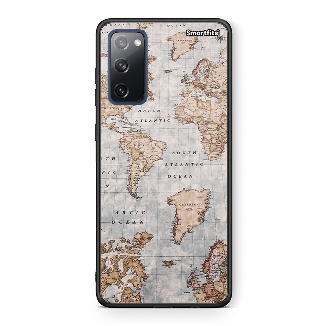Θήκη Samsung S20 FE World Map από τη Smartfits με σχέδιο στο πίσω μέρος και μαύρο περίβλημα | Samsung S20 FE World Map case with colorful back and black bezels