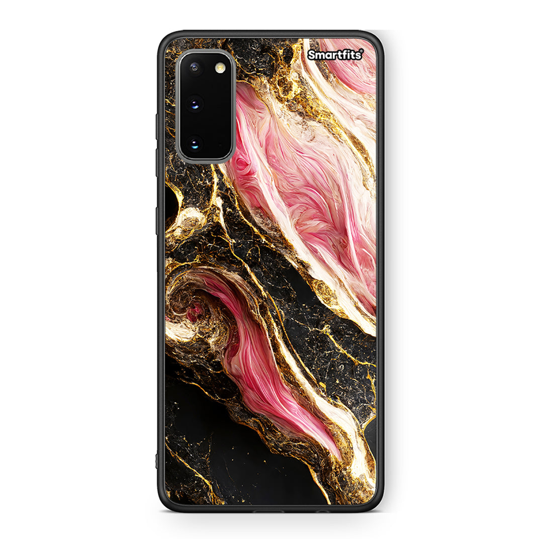 Samsung S20 Glamorous Pink Marble θήκη από τη Smartfits με σχέδιο στο πίσω μέρος και μαύρο περίβλημα | Smartphone case with colorful back and black bezels by Smartfits
