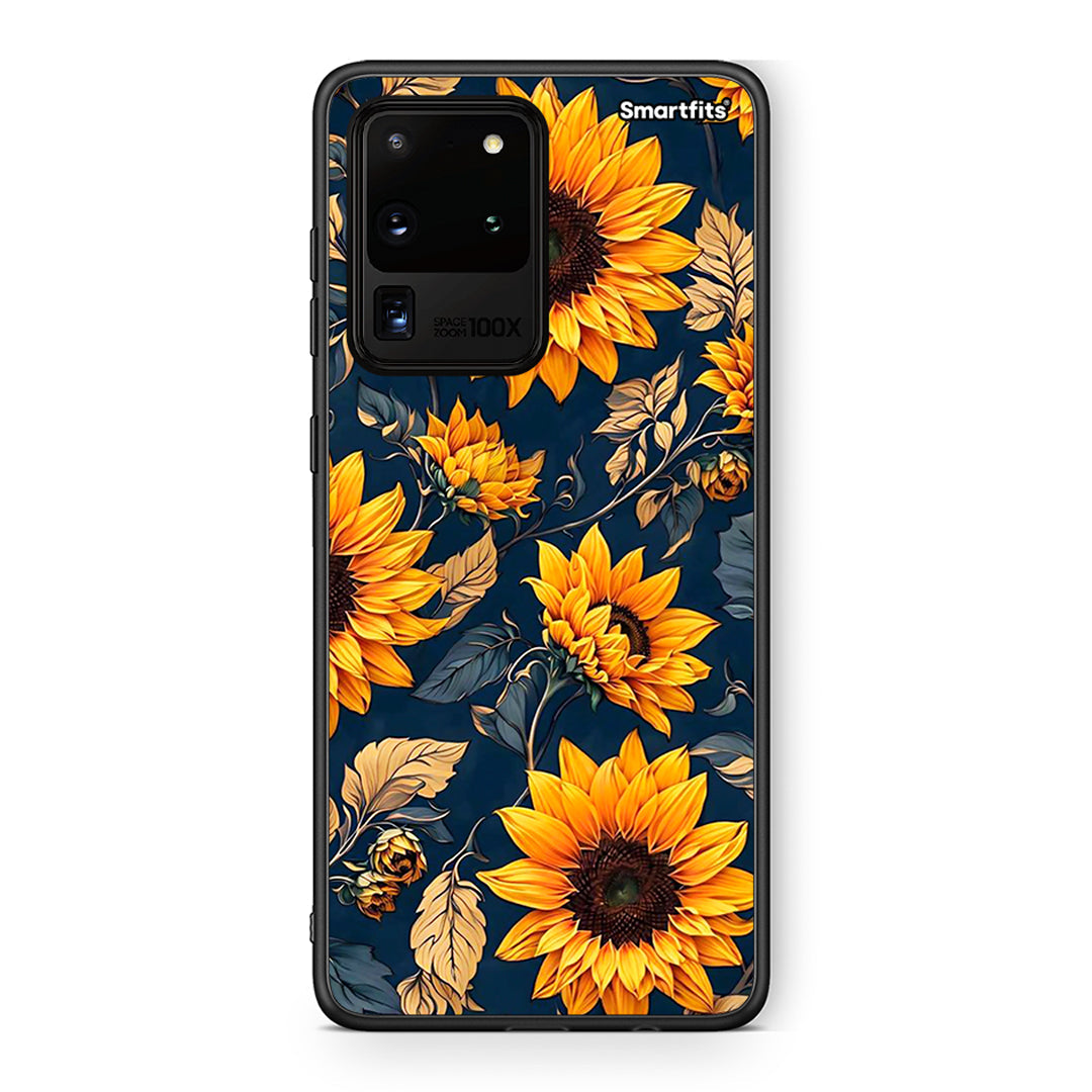 Samsung S20 Ultra Autumn Sunflowers Θήκη από τη Smartfits με σχέδιο στο πίσω μέρος και μαύρο περίβλημα | Smartphone case with colorful back and black bezels by Smartfits