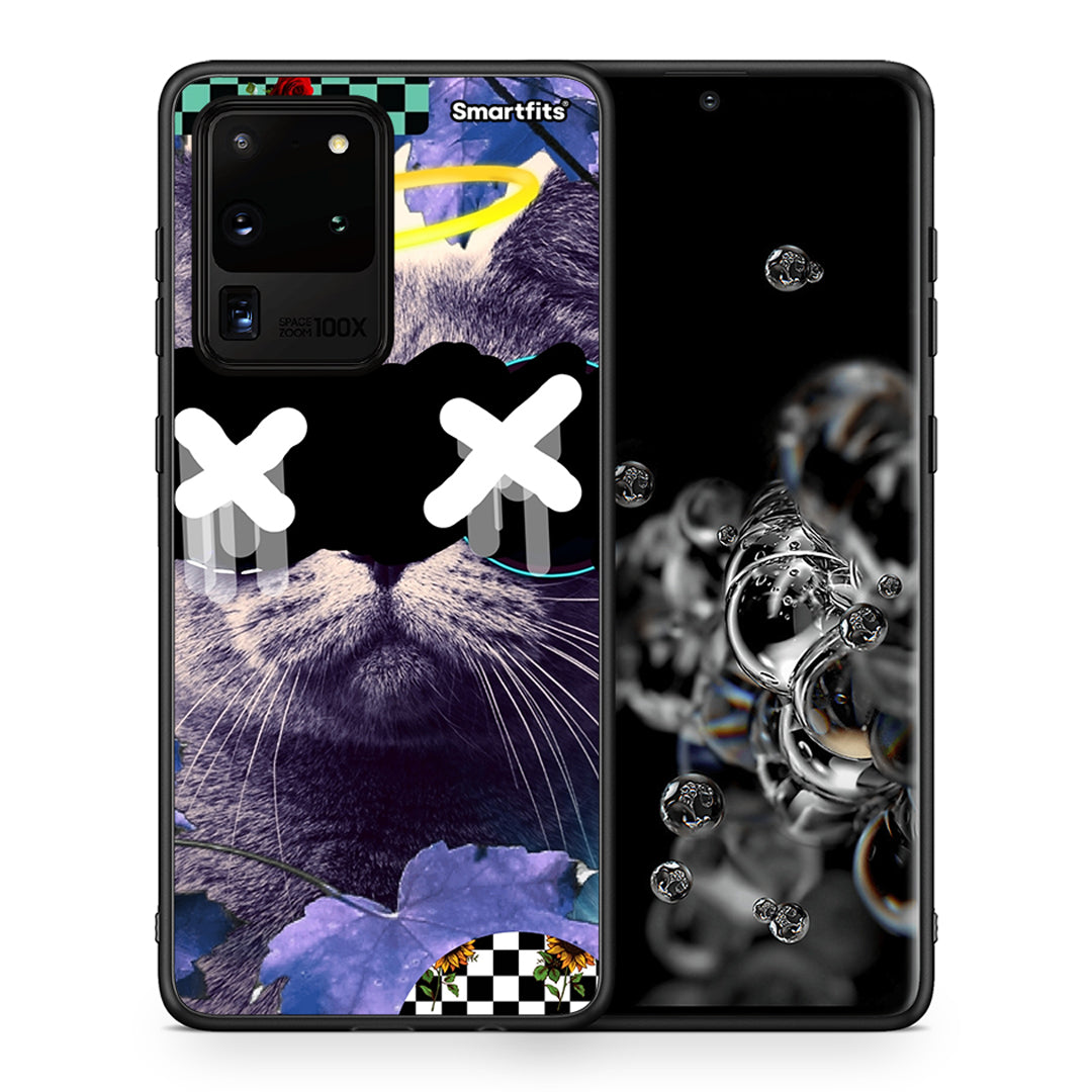 Θήκη Samsung S20 Ultra Cat Collage από τη Smartfits με σχέδιο στο πίσω μέρος και μαύρο περίβλημα | Samsung S20 Ultra Cat Collage case with colorful back and black bezels