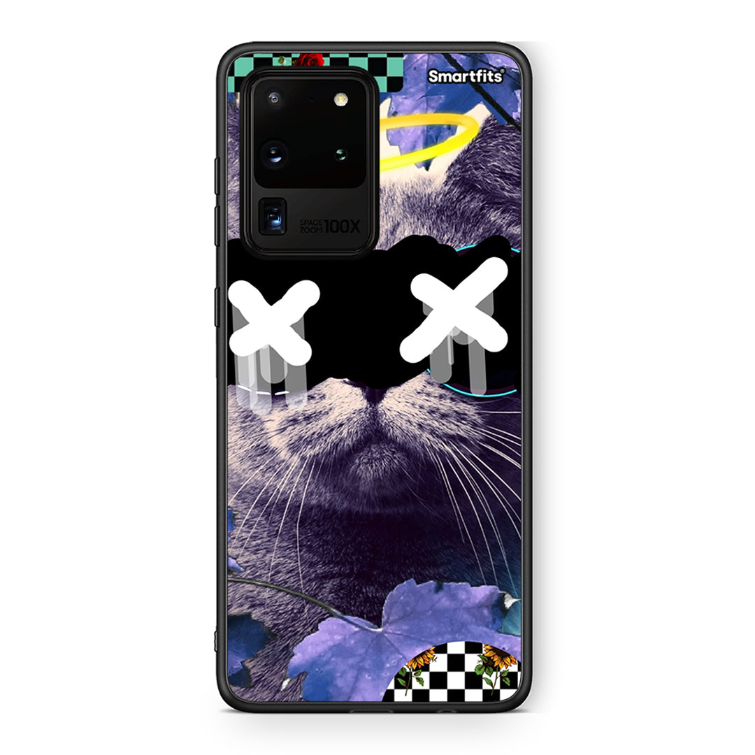 Samsung S20 Ultra Cat Collage θήκη από τη Smartfits με σχέδιο στο πίσω μέρος και μαύρο περίβλημα | Smartphone case with colorful back and black bezels by Smartfits