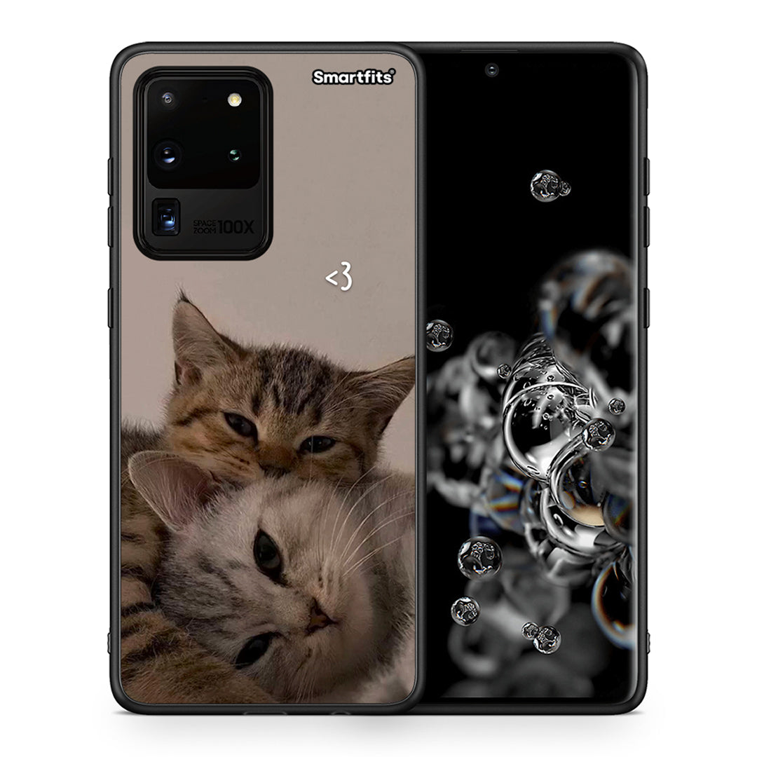 Θήκη Samsung S20 Ultra Cats In Love από τη Smartfits με σχέδιο στο πίσω μέρος και μαύρο περίβλημα | Samsung S20 Ultra Cats In Love case with colorful back and black bezels