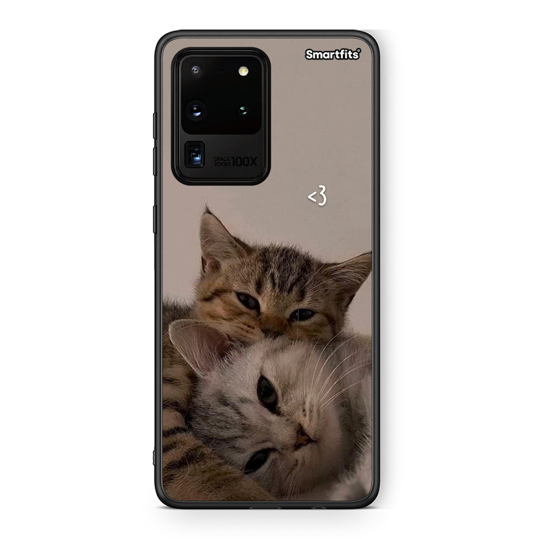 Samsung S20 Ultra Cats In Love Θήκη από τη Smartfits με σχέδιο στο πίσω μέρος και μαύρο περίβλημα | Smartphone case with colorful back and black bezels by Smartfits