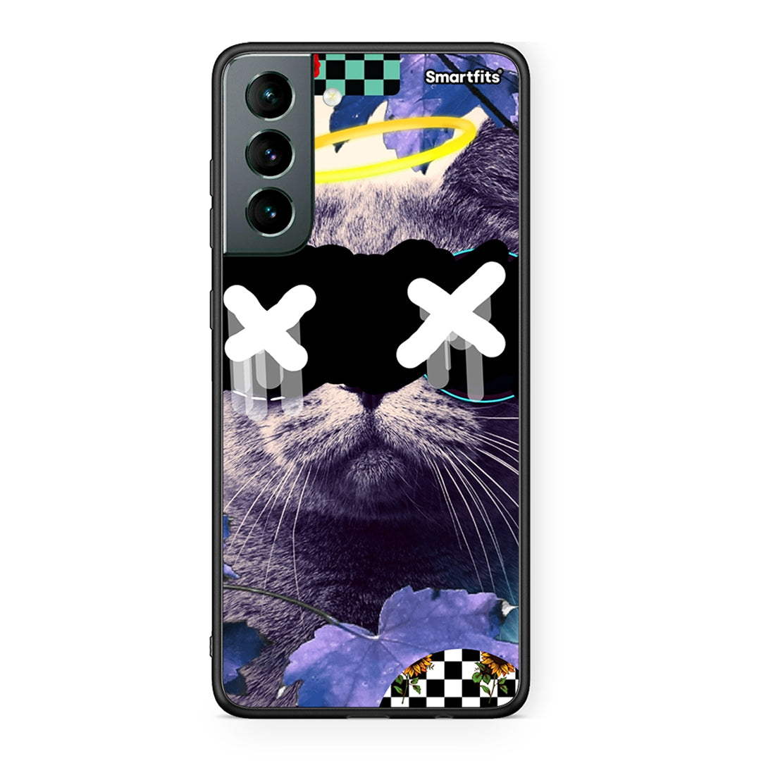 Samsung S21 Cat Collage θήκη από τη Smartfits με σχέδιο στο πίσω μέρος και μαύρο περίβλημα | Smartphone case with colorful back and black bezels by Smartfits