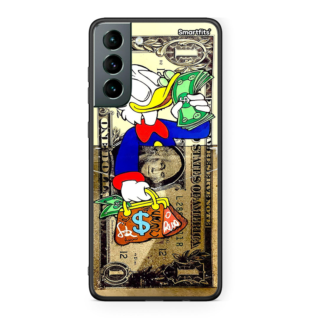 Samsung S21 Duck Money Θήκη από τη Smartfits με σχέδιο στο πίσω μέρος και μαύρο περίβλημα | Smartphone case with colorful back and black bezels by Smartfits