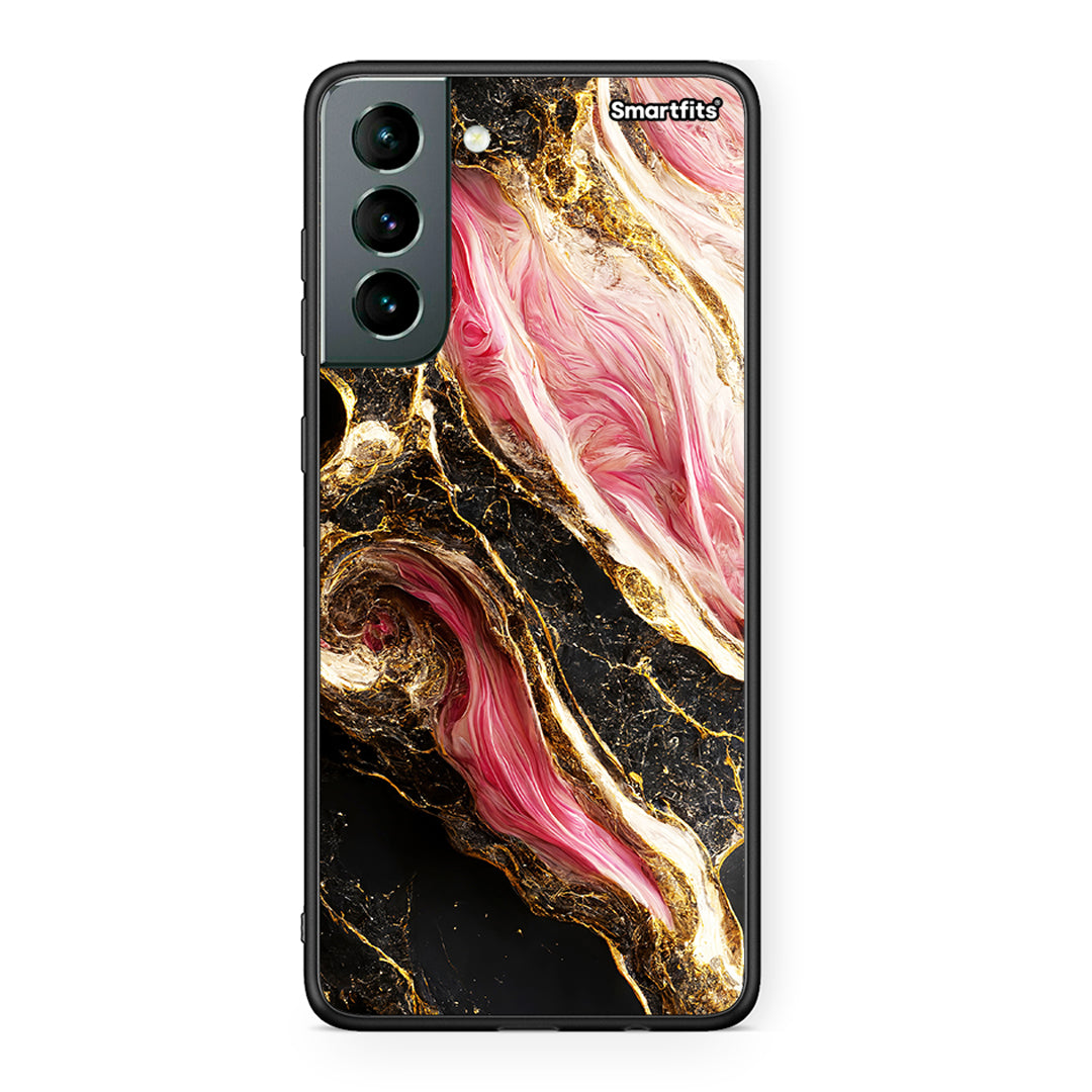 Samsung S21 Glamorous Pink Marble θήκη από τη Smartfits με σχέδιο στο πίσω μέρος και μαύρο περίβλημα | Smartphone case with colorful back and black bezels by Smartfits