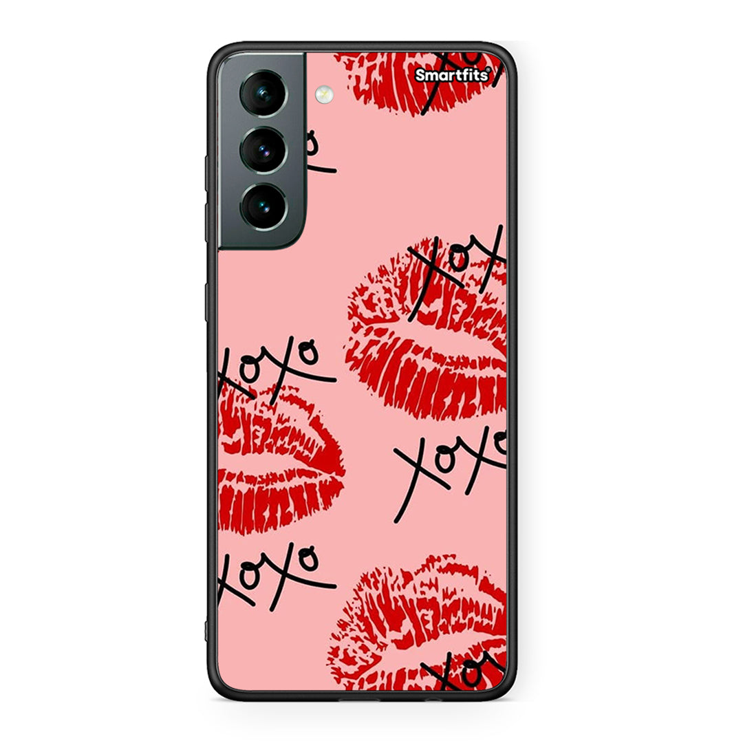 Samsung S21 XOXO Lips θήκη από τη Smartfits με σχέδιο στο πίσω μέρος και μαύρο περίβλημα | Smartphone case with colorful back and black bezels by Smartfits