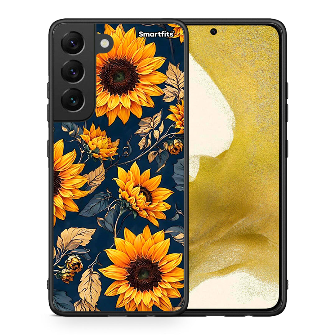 Θήκη Samsung S22 Autumn Sunflowers από τη Smartfits με σχέδιο στο πίσω μέρος και μαύρο περίβλημα | Samsung S22 Autumn Sunflowers case with colorful back and black bezels