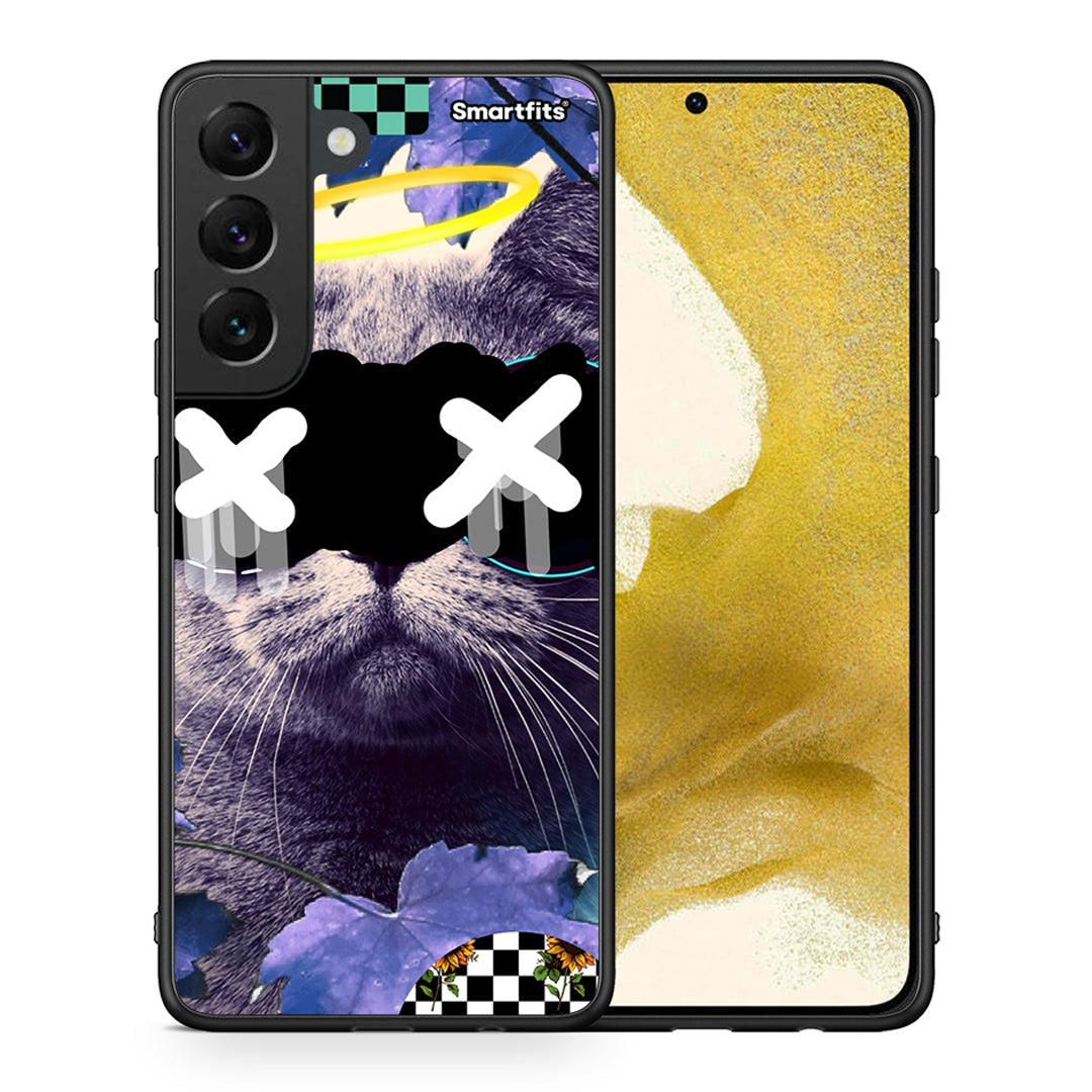 Θήκη Samsung S22 Cat Collage από τη Smartfits με σχέδιο στο πίσω μέρος και μαύρο περίβλημα | Samsung S22 Cat Collage case with colorful back and black bezels