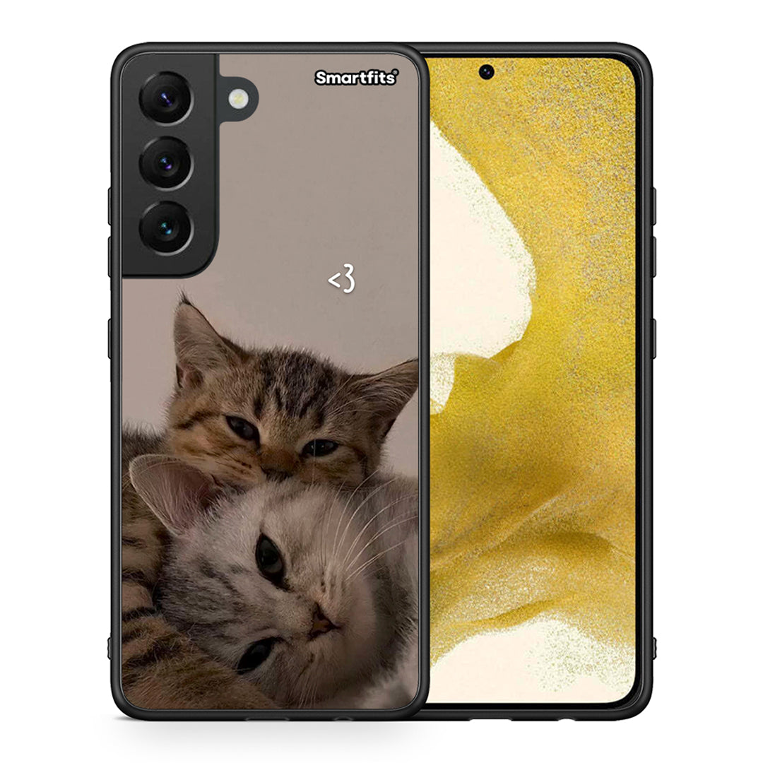 Θήκη Samsung S22 Cats In Love από τη Smartfits με σχέδιο στο πίσω μέρος και μαύρο περίβλημα | Samsung S22 Cats In Love case with colorful back and black bezels