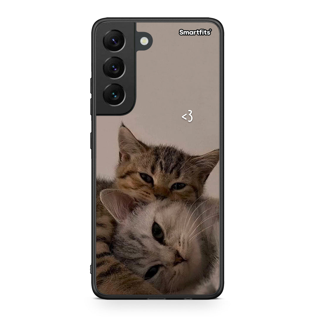 Samsung S22 Cats In Love Θήκη από τη Smartfits με σχέδιο στο πίσω μέρος και μαύρο περίβλημα | Smartphone case with colorful back and black bezels by Smartfits
