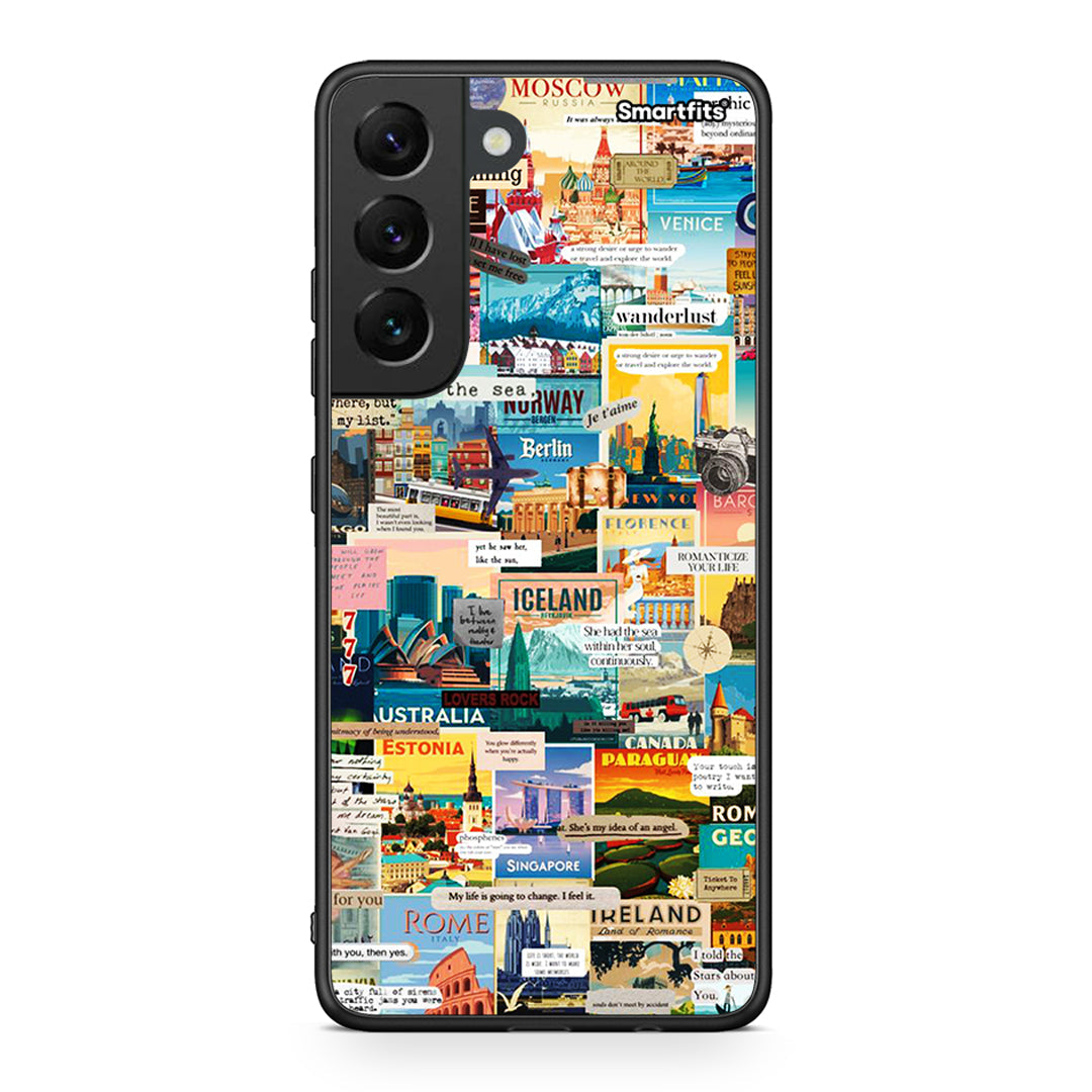 Samsung S22 Live To Travel θήκη από τη Smartfits με σχέδιο στο πίσω μέρος και μαύρο περίβλημα | Smartphone case with colorful back and black bezels by Smartfits