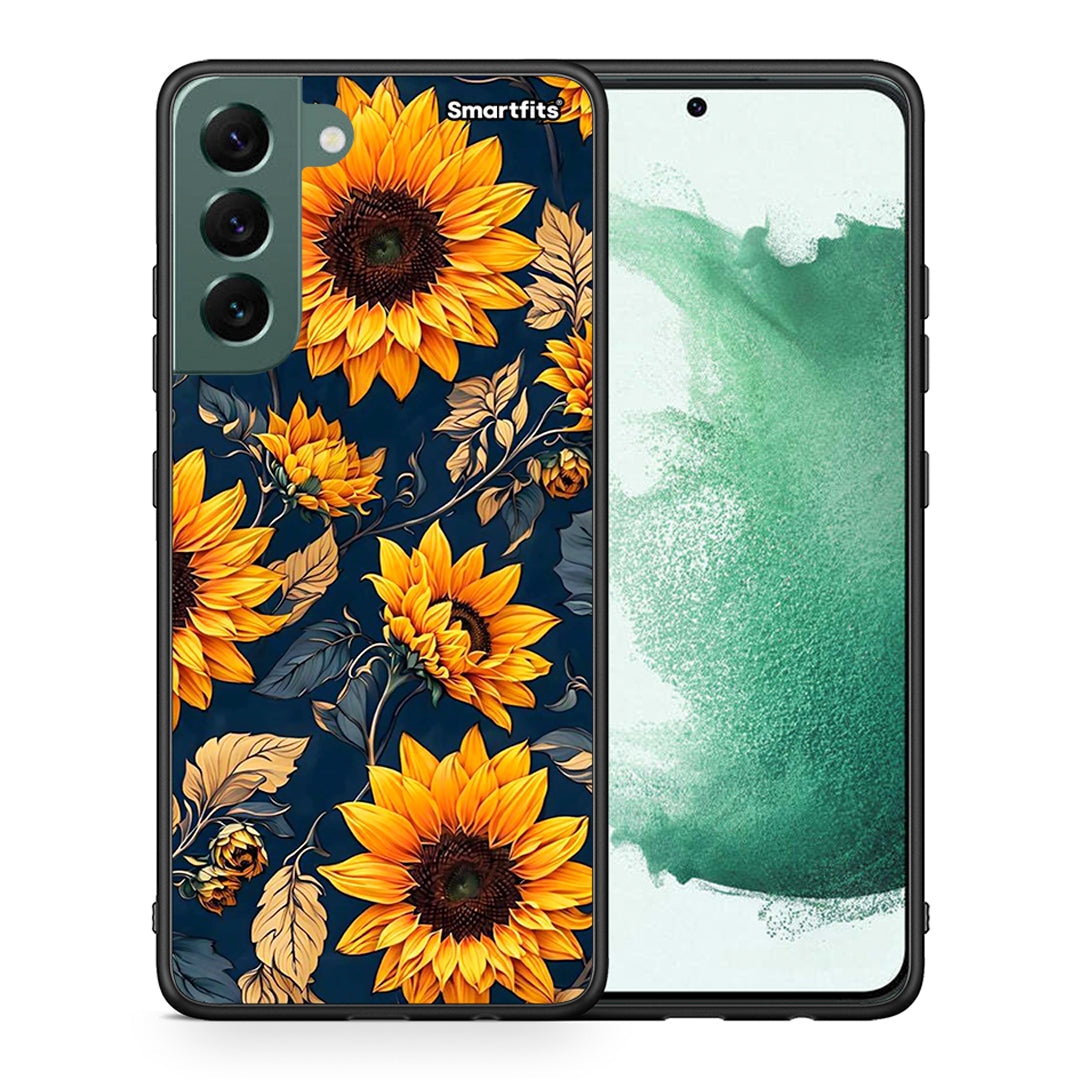 Θήκη Samsung S22 Plus Autumn Sunflowers από τη Smartfits με σχέδιο στο πίσω μέρος και μαύρο περίβλημα | Samsung S22 Plus Autumn Sunflowers case with colorful back and black bezels