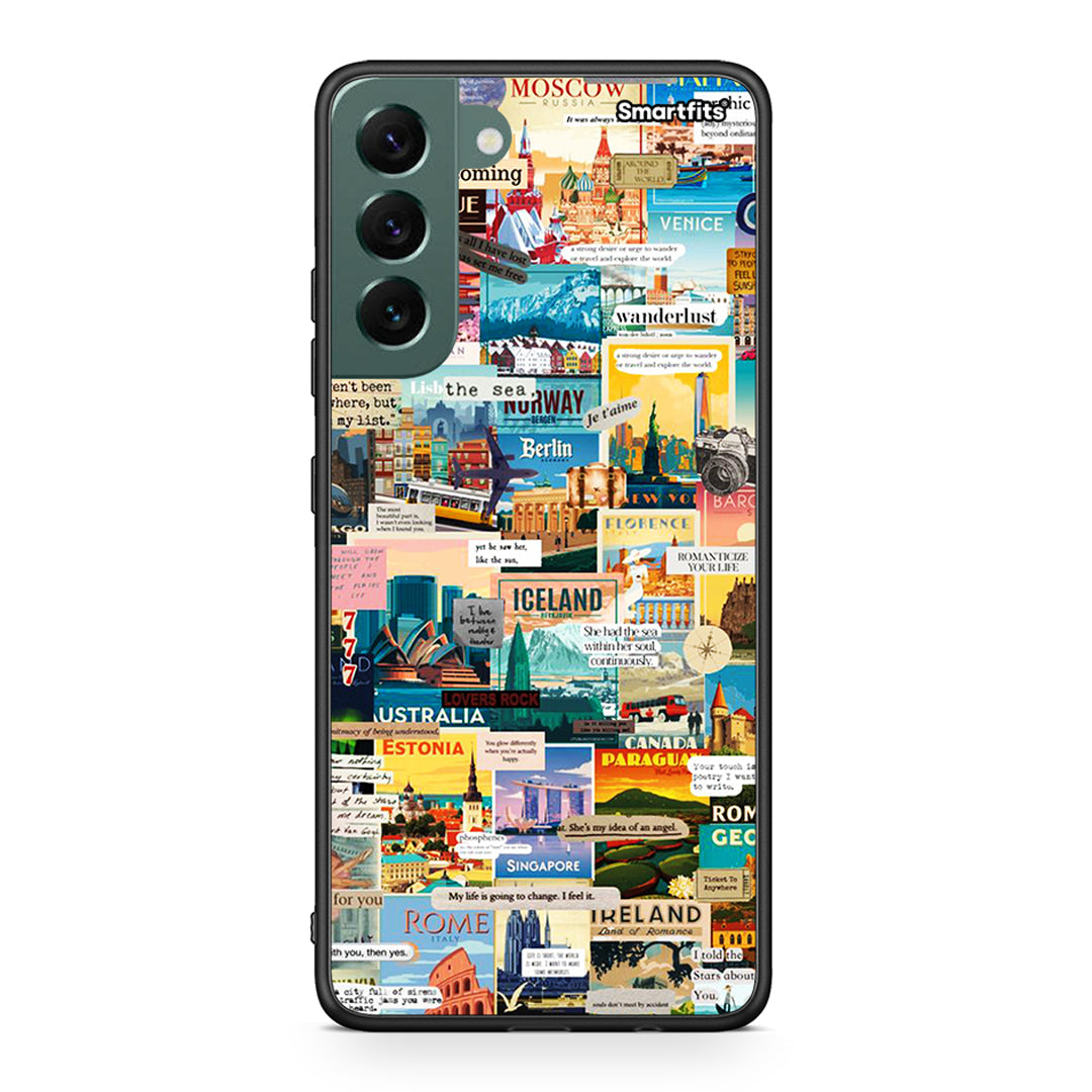 Samsung S22 Plus Live To Travel θήκη από τη Smartfits με σχέδιο στο πίσω μέρος και μαύρο περίβλημα | Smartphone case with colorful back and black bezels by Smartfits