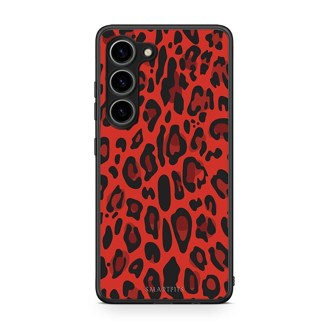 Θήκη Samsung Galaxy S23 Animal Red Leopard από τη Smartfits με σχέδιο στο πίσω μέρος και μαύρο περίβλημα | Samsung Galaxy S23 Animal Red Leopard Case with Colorful Back and Black Bezels