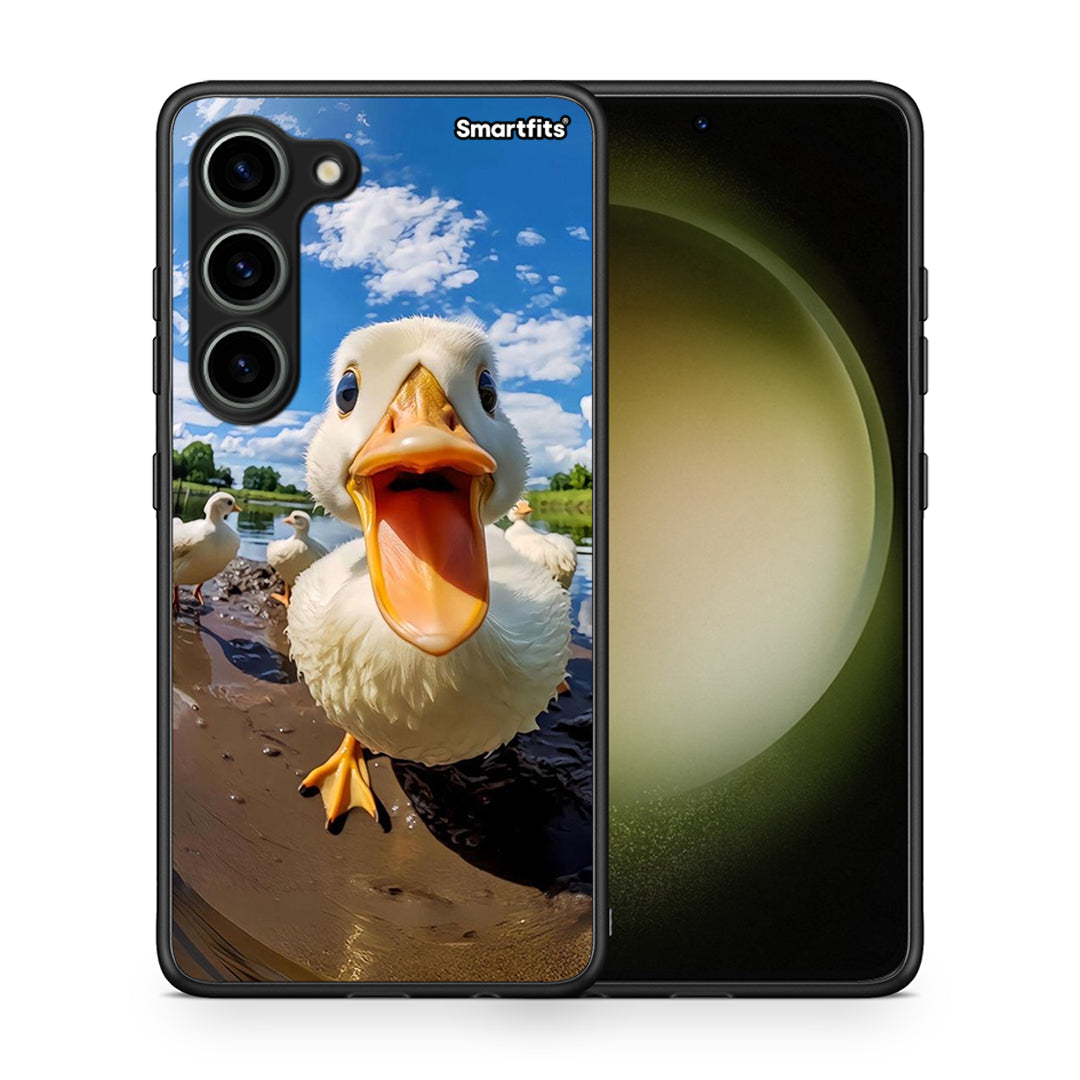 Θήκη Samsung Galaxy S23 Duck Face από τη Smartfits με σχέδιο στο πίσω μέρος και μαύρο περίβλημα | Samsung Galaxy S23 Duck Face Case with Colorful Back and Black Bezels