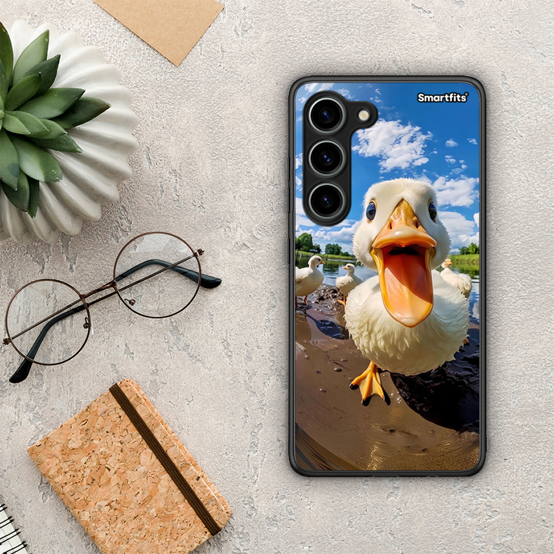 Θήκη Samsung Galaxy S23 Duck Face από τη Smartfits με σχέδιο στο πίσω μέρος και μαύρο περίβλημα | Samsung Galaxy S23 Duck Face Case with Colorful Back and Black Bezels
