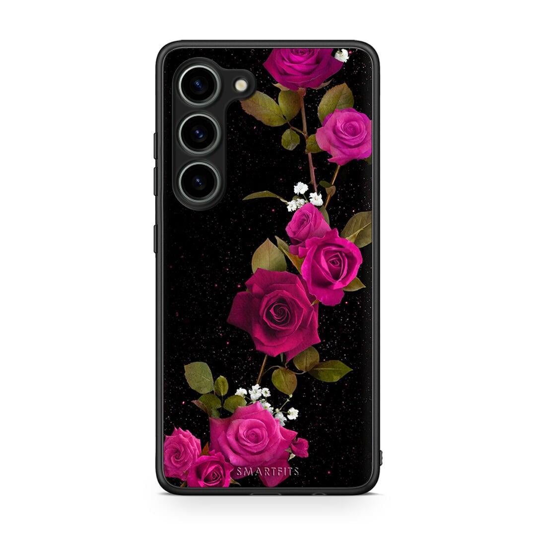 Θήκη Samsung Galaxy S23 Flower Red Roses από τη Smartfits με σχέδιο στο πίσω μέρος και μαύρο περίβλημα | Samsung Galaxy S23 Flower Red Roses Case with Colorful Back and Black Bezels