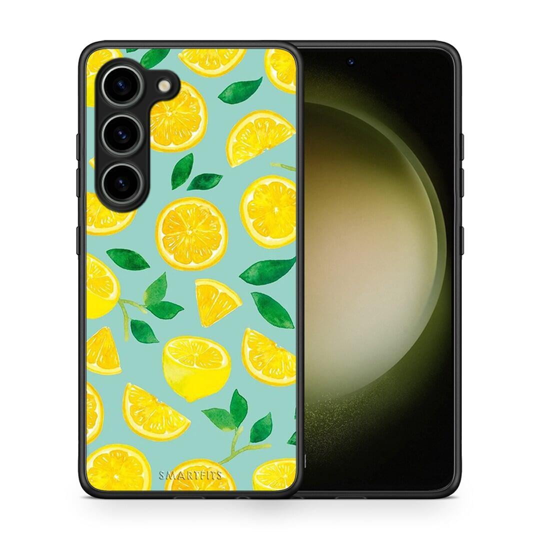 Θήκη Samsung Galaxy S23 Lemons από τη Smartfits με σχέδιο στο πίσω μέρος και μαύρο περίβλημα | Samsung Galaxy S23 Lemons Case with Colorful Back and Black Bezels