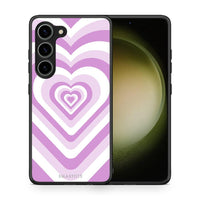 Thumbnail for Θήκη Samsung Galaxy S23 Lilac Hearts από τη Smartfits με σχέδιο στο πίσω μέρος και μαύρο περίβλημα | Samsung Galaxy S23 Lilac Hearts Case with Colorful Back and Black Bezels