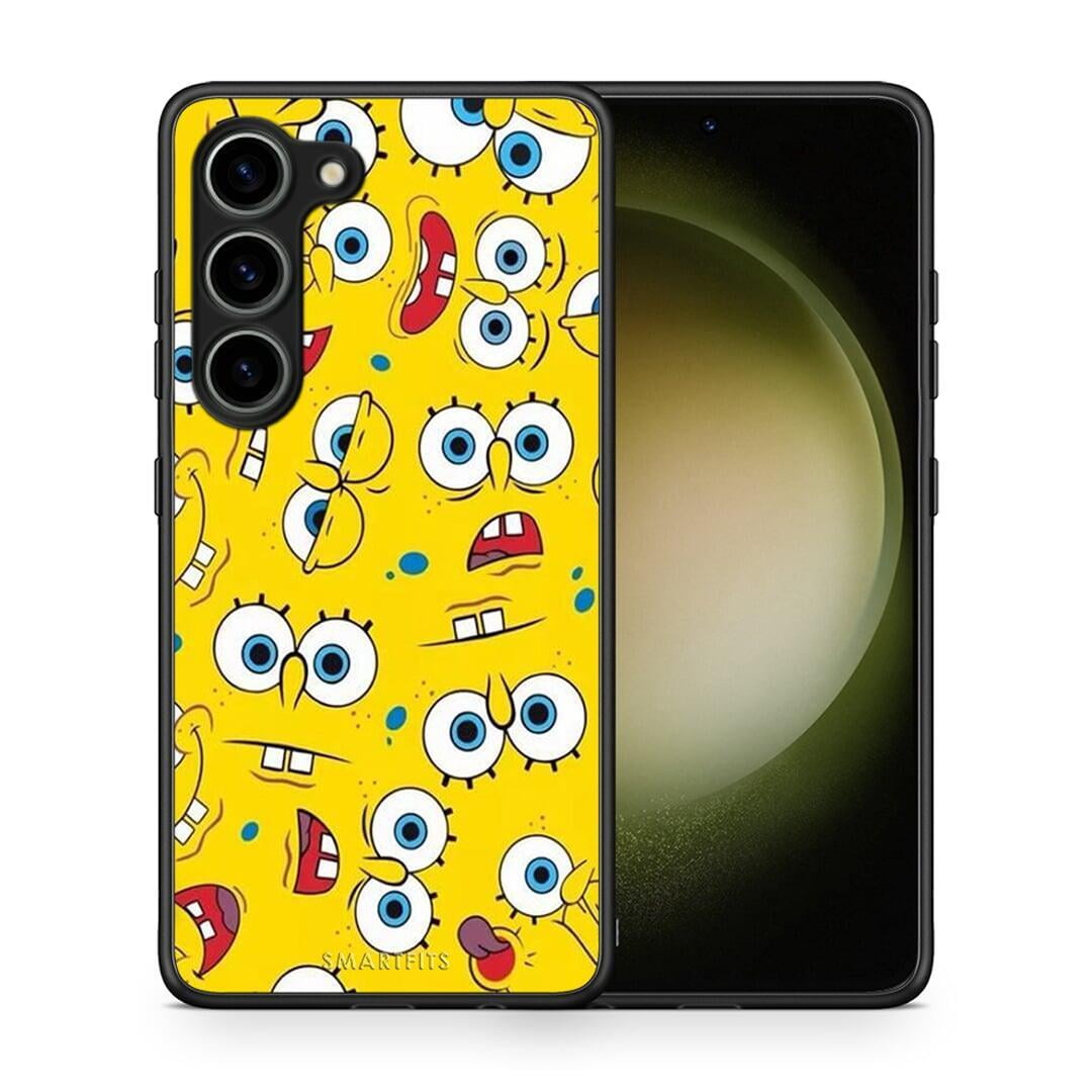 Θήκη Samsung Galaxy S23 PopArt Sponge από τη Smartfits με σχέδιο στο πίσω μέρος και μαύρο περίβλημα | Samsung Galaxy S23 PopArt Sponge Case with Colorful Back and Black Bezels